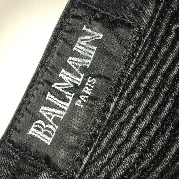 Balmain skinny biker jeans distressed denim Sz 32